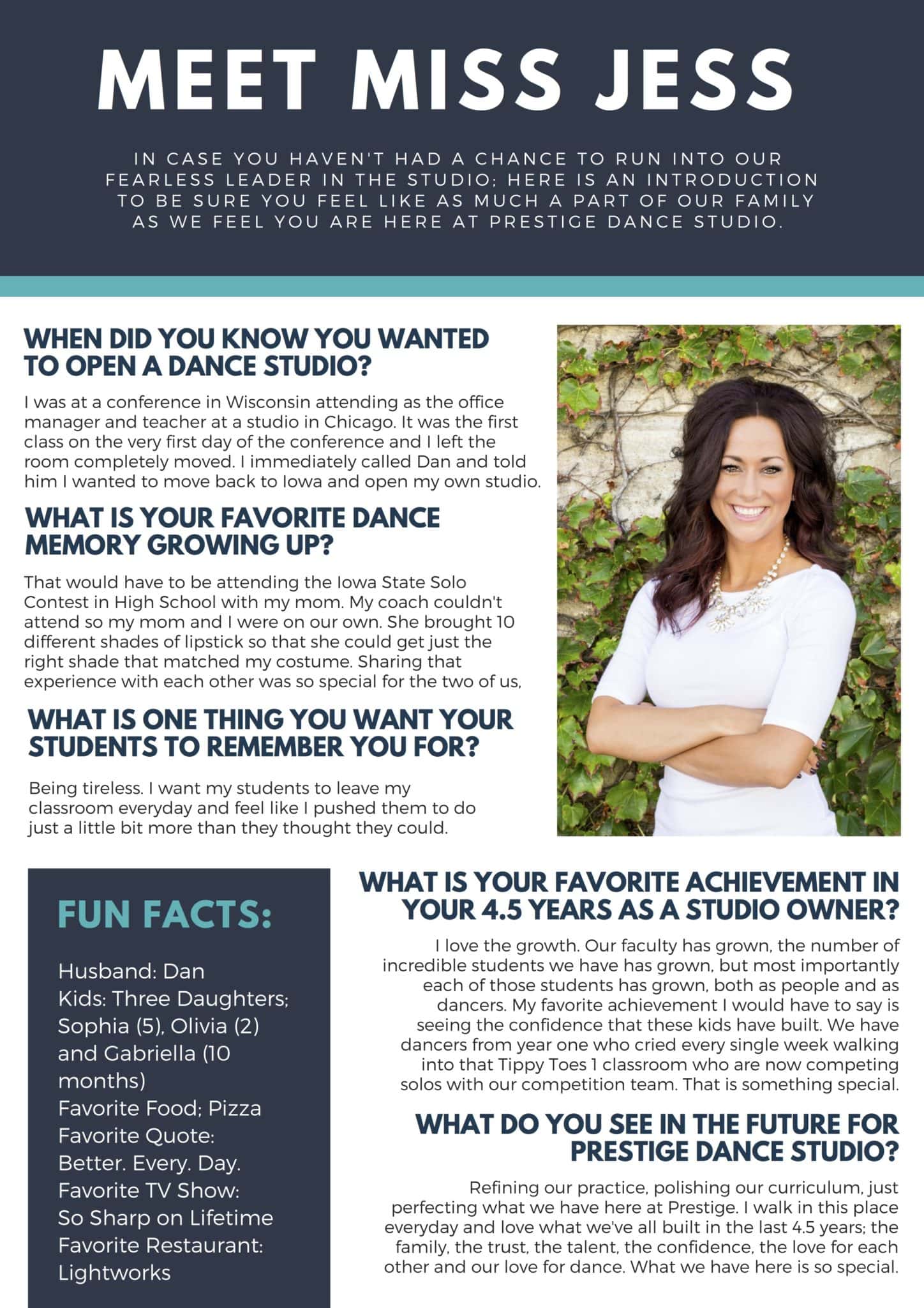 Meet Miss Jess - Prestige Dance Studio